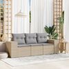 vidaXL Set Divano da Giardino 3 pz con Cuscini Beige in Polyrattan