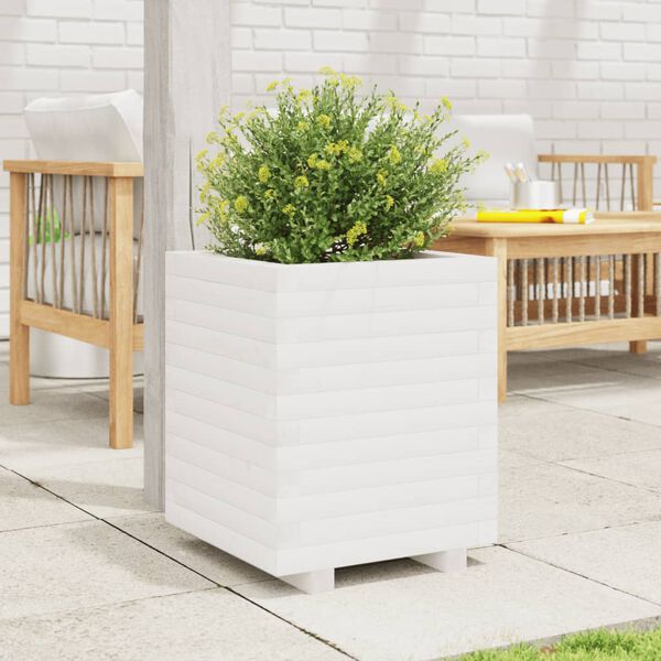 vidaXL Fioriera da Giardino Bianca 40x40x49,5cm Legno Massello di Pino