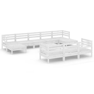 vidaXL Set Salotto da Giardino 11 pz in Legno Massello di Pino Bianco
