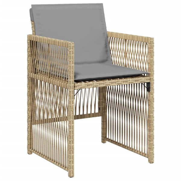 vidaXL Sedie da Giardino con Cuscini 4 pz Beige Misto in Polyrattan