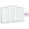 vidaXL Cesti Gabbioni ad Arco 15 pz 200x50x120/140 cm Ferro Zincato
