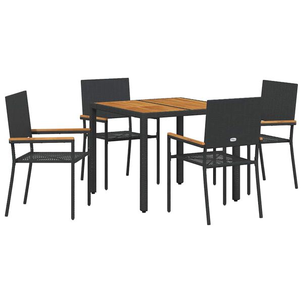 vidaXL Set da Pranzo per Giardino 5 pcs Nero e Marrone polyrattan