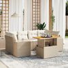 vidaXL Set Divani da Giardino 7 pz con Cuscini Beige in Polyrattan