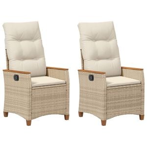 vidaXL Sedia da giardino reclinabile Beige e Crema 64 x 57,5 x 112 cm
