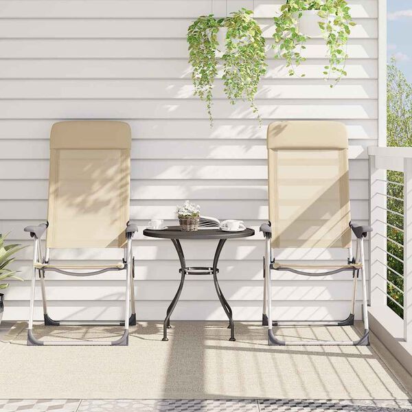 vidaXL Sedie Pieghevoli da Campeggio 2 pz in Alluminio Crema