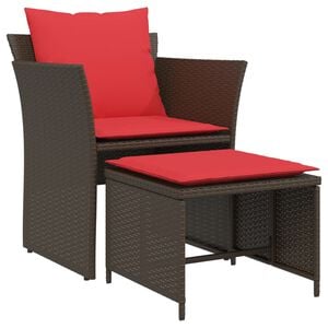 vidaXL Sedia da Giardino con Poggiapiedi in Polyrattan Marrone