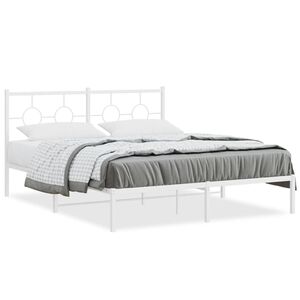 vidaXL Giroletto con Testiera Metallo Bianco 150x200 cm