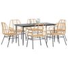 vidaXL Set Pranzo da Giardino 7pz Marrone Polyrattan Vetro