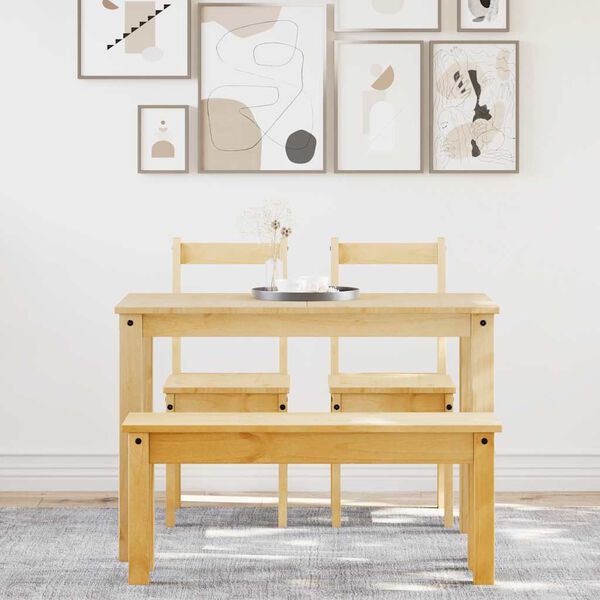 vidaXL Set da Pranzo 4 pz Panama in Legno Massello di Pino