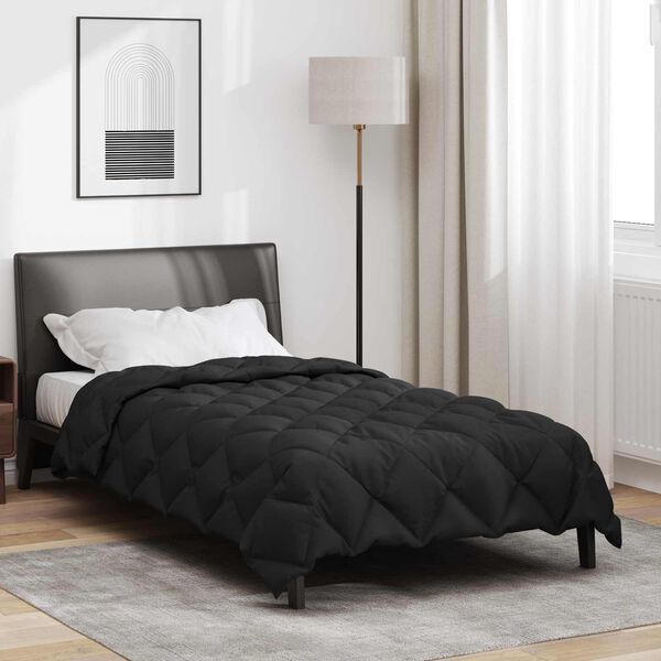 vidaXL Duvet Invernale Nero 140 x 220 cm Microfibra