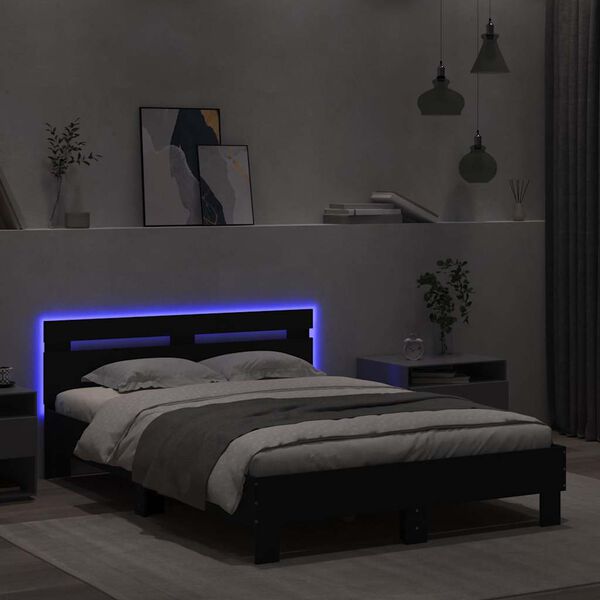 vidaXL Giroletto con Testiera e LED Nero 120x190 cm