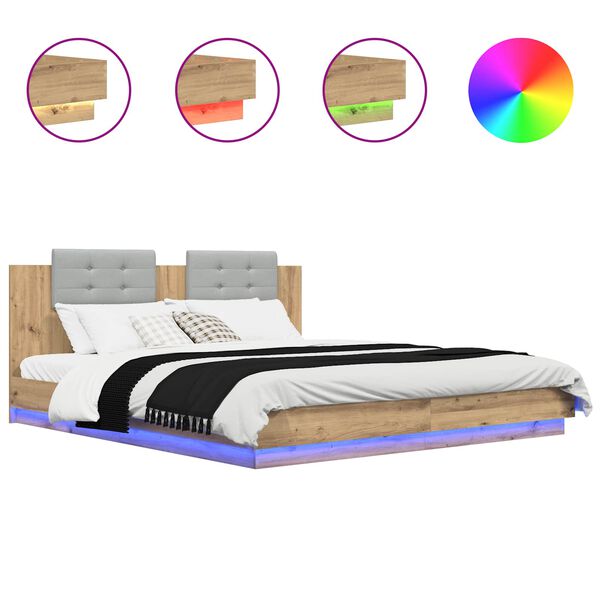 vidaXL Struttura letto con testata Rovere artigianale 180 x 200 cm