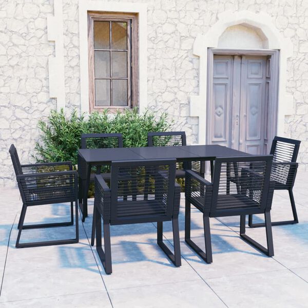 vidaXL Set da Pranzo da Giardino 7 pz in Rattan PVC Nero