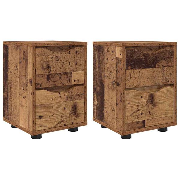vidaXL Comodini con cassetto 2 pcs Legno vecchio 30,5 x 30 x 43 cm