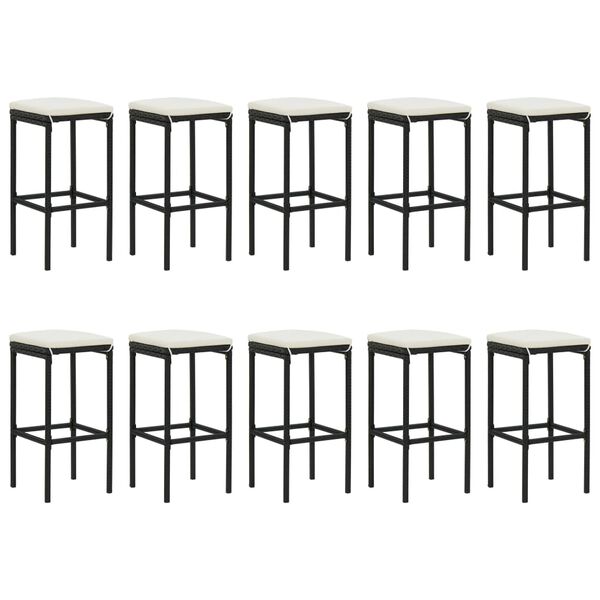 vidaXL Set Bar da Giardino 11 pz con Cuscini in Polyrattan Nero