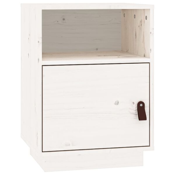 vidaXL Comodino Bianco 40x34x55 cm in Legno Massello di Pino