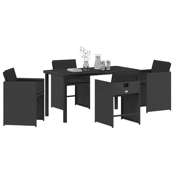 vidaXL Set da Pranzo per Giardino 5 pcs Nero polyrattan