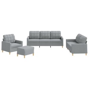 vidaXL Set di Divani 4 pz con Cuscini Grigio Chiaro in Tessuto