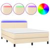 vidaXL Letto a Molle con Materasso e LED Crema 140x190 cm in Tessuto