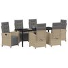 vidaXL Set da Pranzo per Giardino con cuscino 7 pcs Beige polyrattan