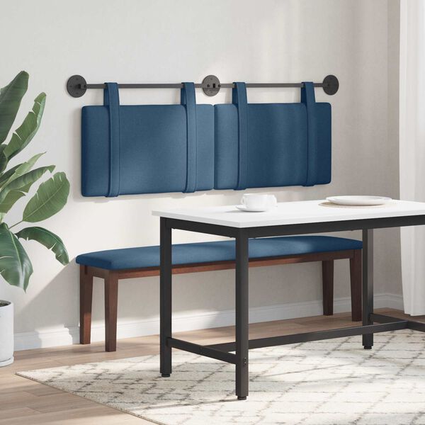 vidaXL Testata appesa Montaggio a parete Blu 130 x 55 x 5 cm Tessuto