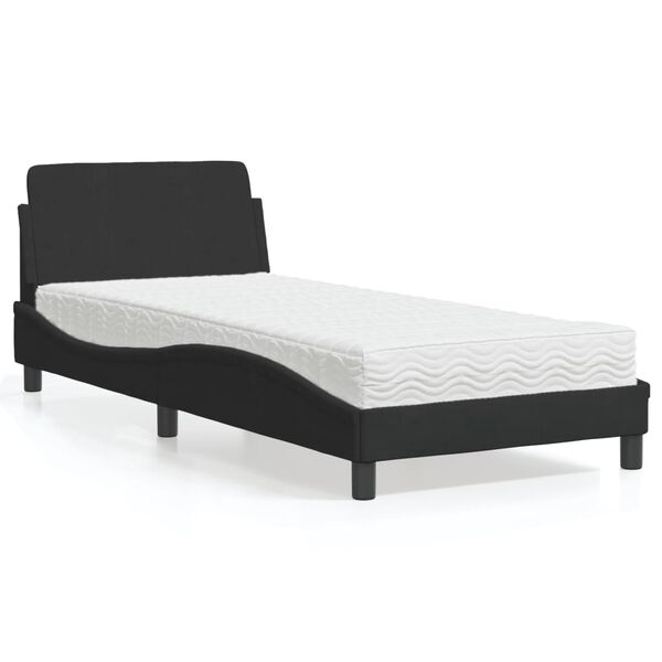 vidaXL Letto con Materasso Dover Nero 90x200 cm in Velluto