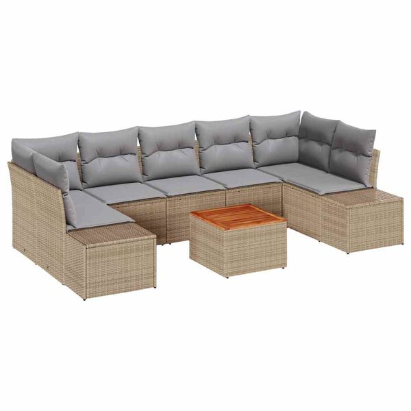 vidaXL Set Divano da Giardino con cuscino 8 pcs Beige polyrattan