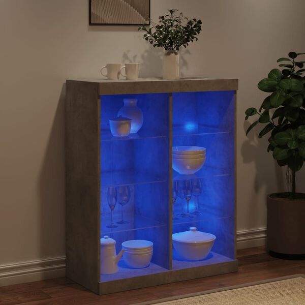 vidaXL Credenza con Luci LED Grigio Cemento 81x37x100 cm