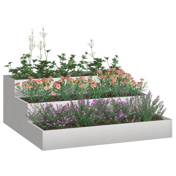 vidaXL Vaso da giardino Argento 90 x 90 x 35 cm Acciaio inossidabile