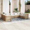 vidaXL Set Divano da Giardino 9 pz con Cuscini Beige in Polyrattan