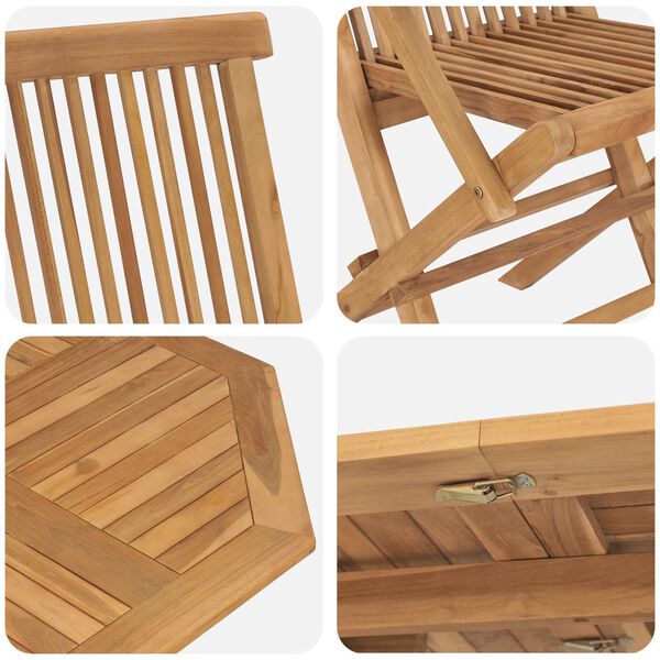 vidaXL Set da Pranzo per Giardino 5 pcs Marrone Legno di teak solido