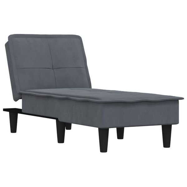 vidaXL Chaise Longue in Velluto Grigio Scuro