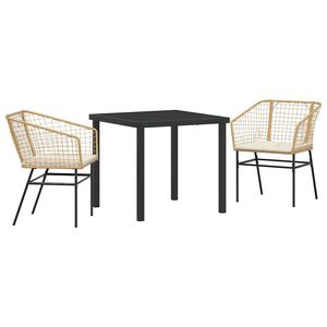 vidaXL Set da Pranzo per Giardino 3 pz Marrone polyrattan