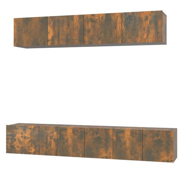 vidaXL Set di Mobili Porta TV 5 pz Rovere Fumo in Legno Multistrato