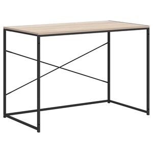 vidaXL Scrivania Computer Nera e Rovere 110x60x70cm Legno Multistrato