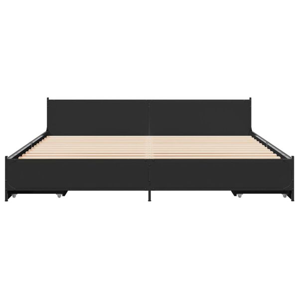 vidaXL Giroletto con Cassetti Nero 200x200 cm in Legno Multistrato