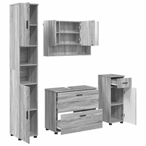 vidaXL Set di mobili per il bagno con cassetto 4 pcs Grigio Sonoma