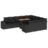 vidaXL Set Divani Giardino 10pz con Cuscini Nero in Polyrattan Acacia