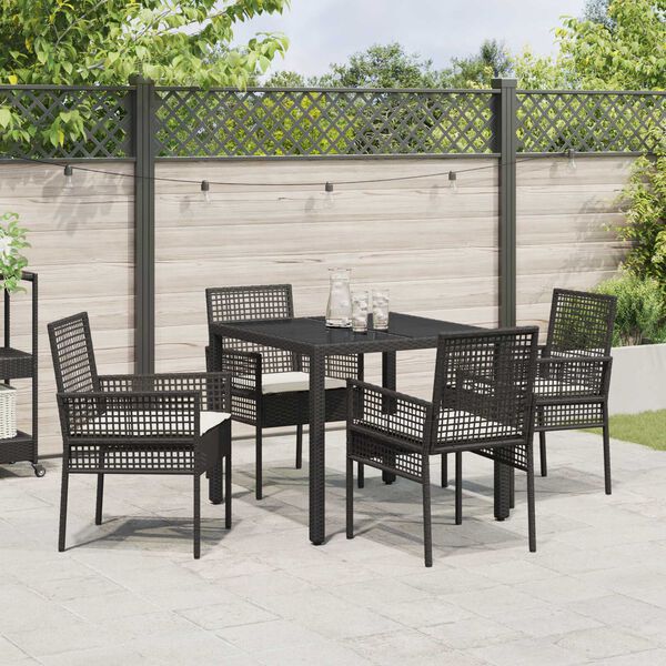 vidaXL Set da Pranzo per Giardino 5 pcs Nero polyrattan