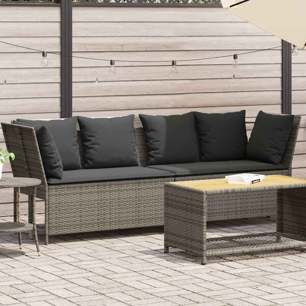vidaXL Divano da Giardino con Cuscini in Polyrattan Grigio