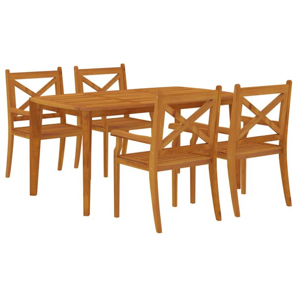 vidaXL Set da Pranzo per Giardino 5 pz in Legno Massello di Acacia