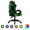 vidaXL Sedia da Gaming con Luci a LED RGB Verde e Nera in Similpelle
