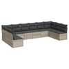 vidaXL Set Divano Giardino 10 pz con Cuscini Grigio Chiaro Polyrattan