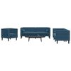 vidaXL Set Divani Chesterfield 3pz con Cuscini Blu Velluto