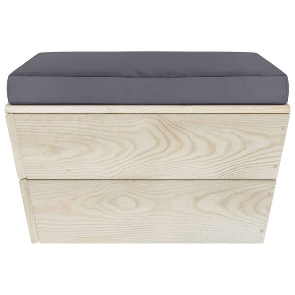 vidaXL Ottomana da Giardino su Pallet con Cuscino in Legno di Abete