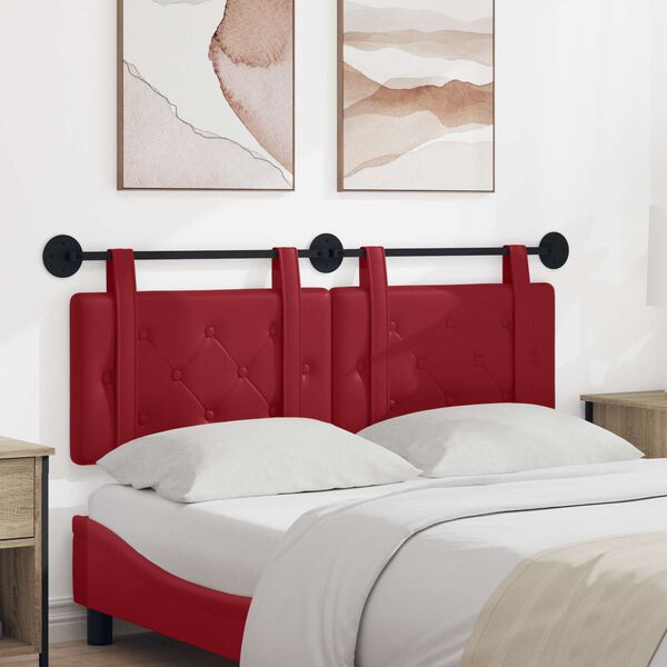 vidaXL Testata appesa Rosso Vino 130 x 55 x 5 cm Pelle Sintetica