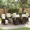 vidaXL Set da Pranzo per Giardino con cuscino 7 pcs Marrone polyrattan