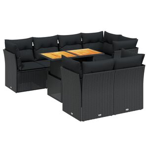 vidaXL Set Divani da Giardino con Cuscini 8 pz Nero in Polyrattan