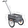 vidaXL Rimorchio da Bici con Trasportino Pieghevole 50 L Grigio 150 kg