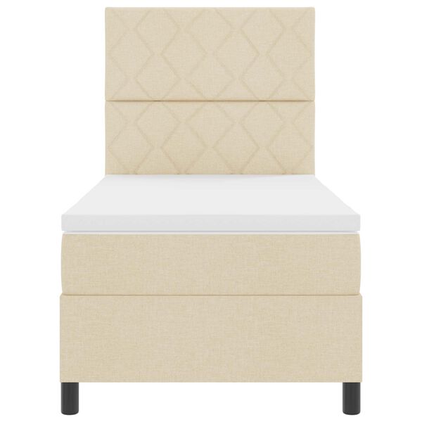 vidaXL Letto a molle con materasso Crema 100 x 200 cm Tessuto